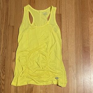 Marika Neon Yellow Racerback Ruched Tank Top